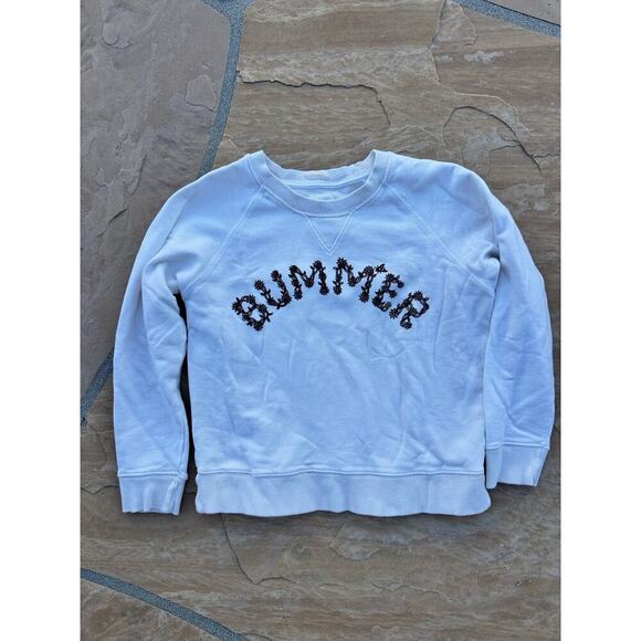 MOTHER The Square Bummer Sweatshirt Crewneck Pullover Ivory Cream Size M - Picture 1 of 7